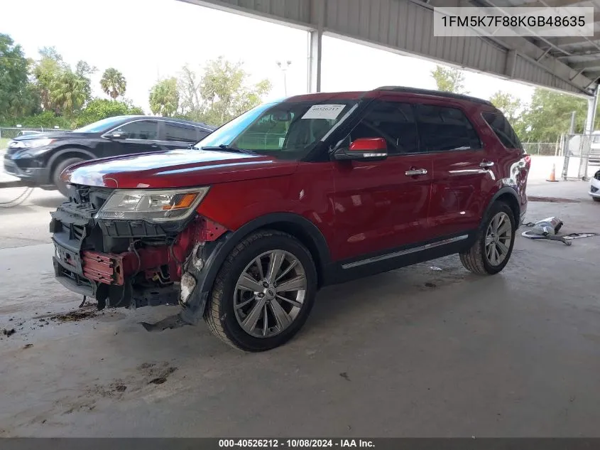 2019 Ford Explorer Limited VIN: 1FM5K7F88KGB48635 Lot: 40526212