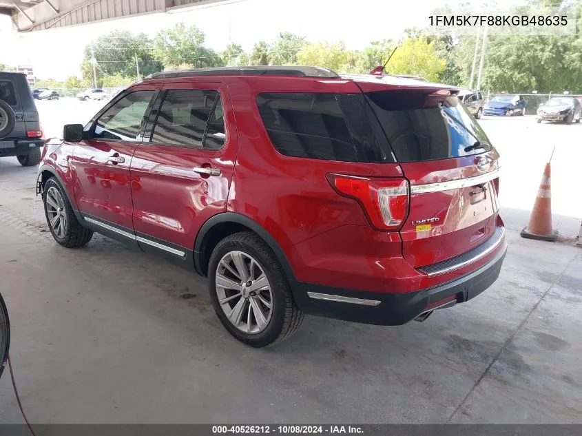 2019 Ford Explorer Limited VIN: 1FM5K7F88KGB48635 Lot: 40526212