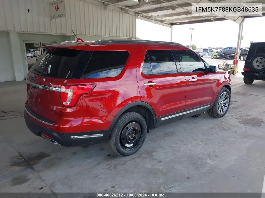 2019 Ford Explorer Limited VIN: 1FM5K7F88KGB48635 Lot: 40526212