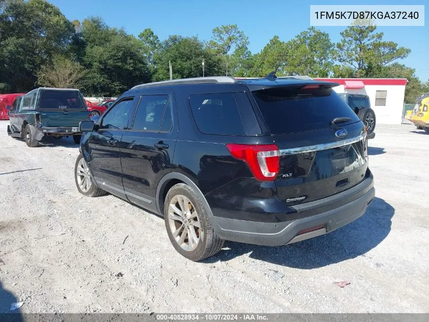 2019 Ford Explorer Xlt VIN: 1FM5K7D87KGA37240 Lot: 40528934