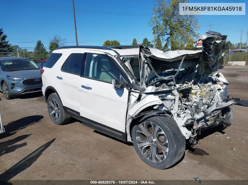 2019 Ford Explorer Limited VIN: 1FM5K8F81KGA45918 Lot: 40529376