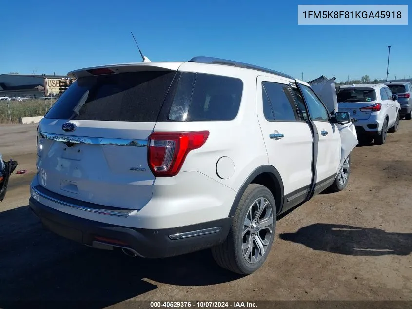 2019 Ford Explorer Limited VIN: 1FM5K8F81KGA45918 Lot: 40529376