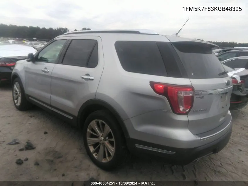 2019 Ford Explorer Limited VIN: 1FM5K7F83KGB48395 Lot: 40534251