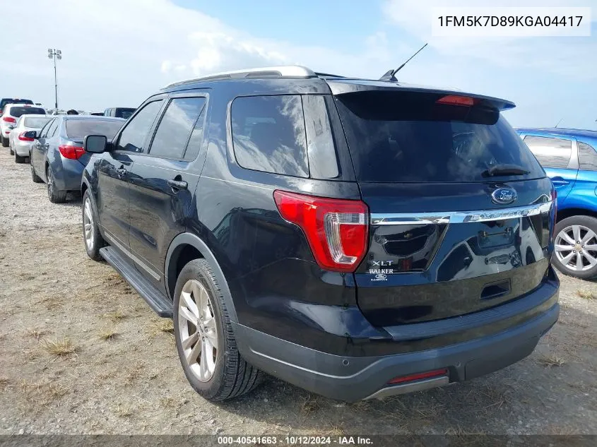 2019 Ford Explorer Xlt VIN: 1FM5K7D89KGA04417 Lot: 40541663