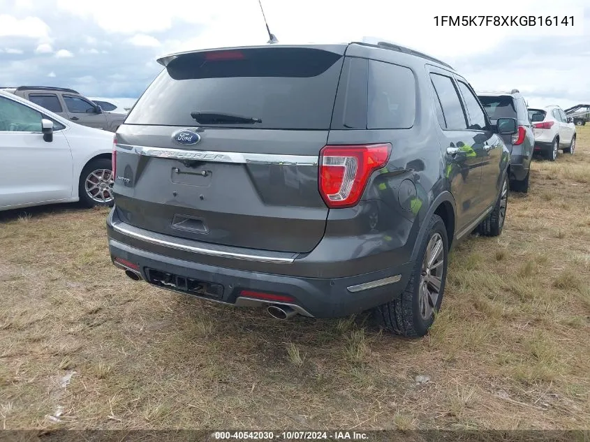 2019 Ford Explorer Limited VIN: 1FM5K7F8XKGB16141 Lot: 40542030