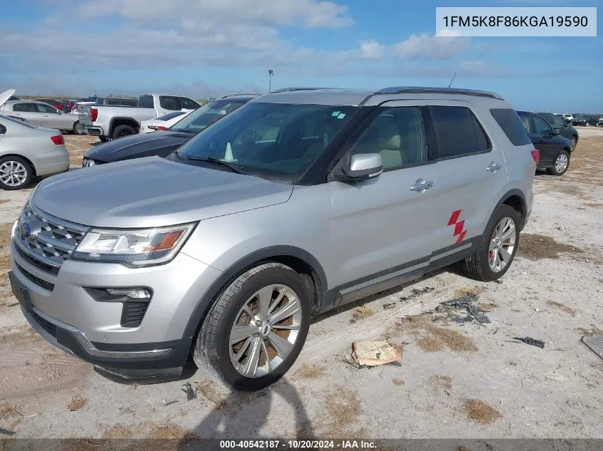 2019 Ford Explorer Limited VIN: 1FM5K8F86KGA19590 Lot: 40542187