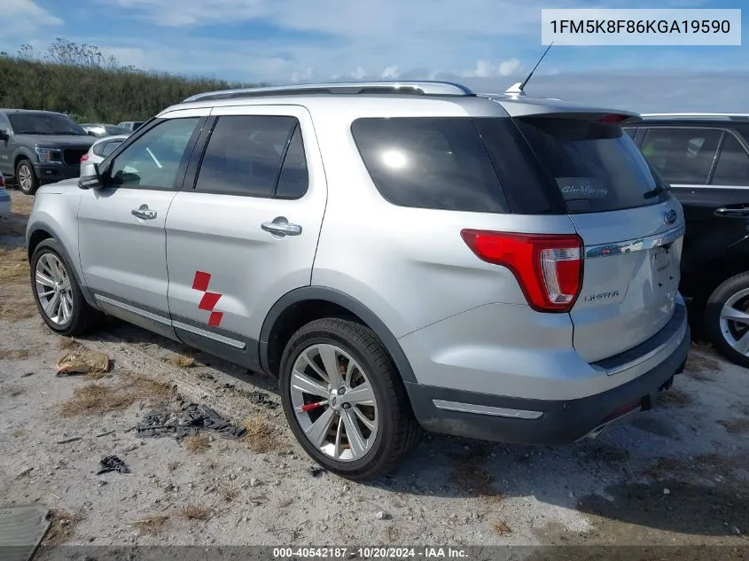 2019 Ford Explorer Limited VIN: 1FM5K8F86KGA19590 Lot: 40542187