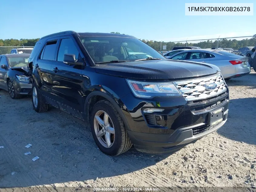 2019 Ford Explorer Xlt VIN: 1FM5K7D8XKGB26378 Lot: 40550802