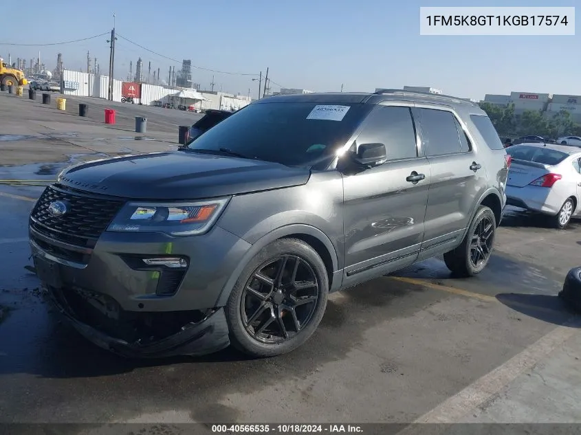 2019 Ford Explorer Sport VIN: 1FM5K8GT1KGB17574 Lot: 40566535