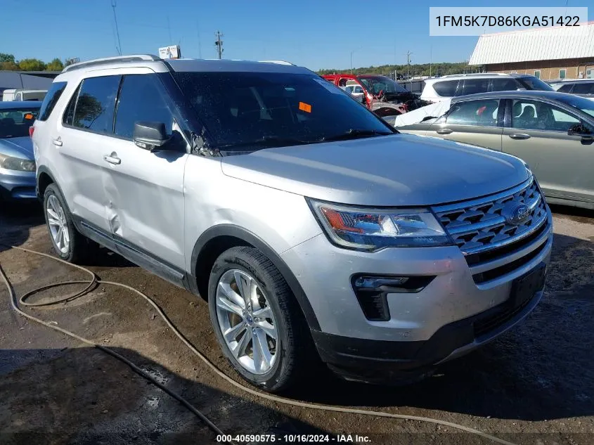 2019 Ford Explorer Xlt VIN: 1FM5K7D86KGA51422 Lot: 40590575