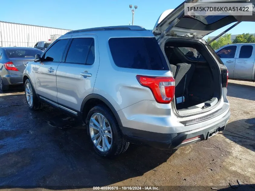 2019 Ford Explorer Xlt VIN: 1FM5K7D86KGA51422 Lot: 40590575