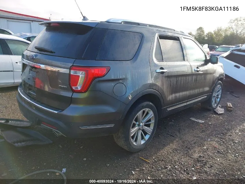 2019 Ford Explorer Limited VIN: 1FM5K8F83KGA11186 Lot: 40593024