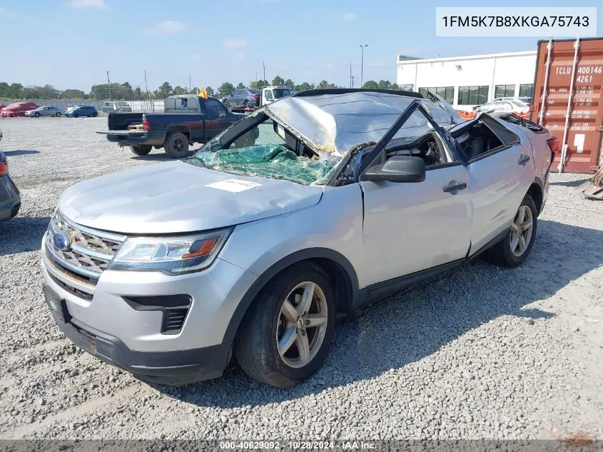 2019 Ford Explorer VIN: 1FM5K7B8XKGA75743 Lot: 40629092