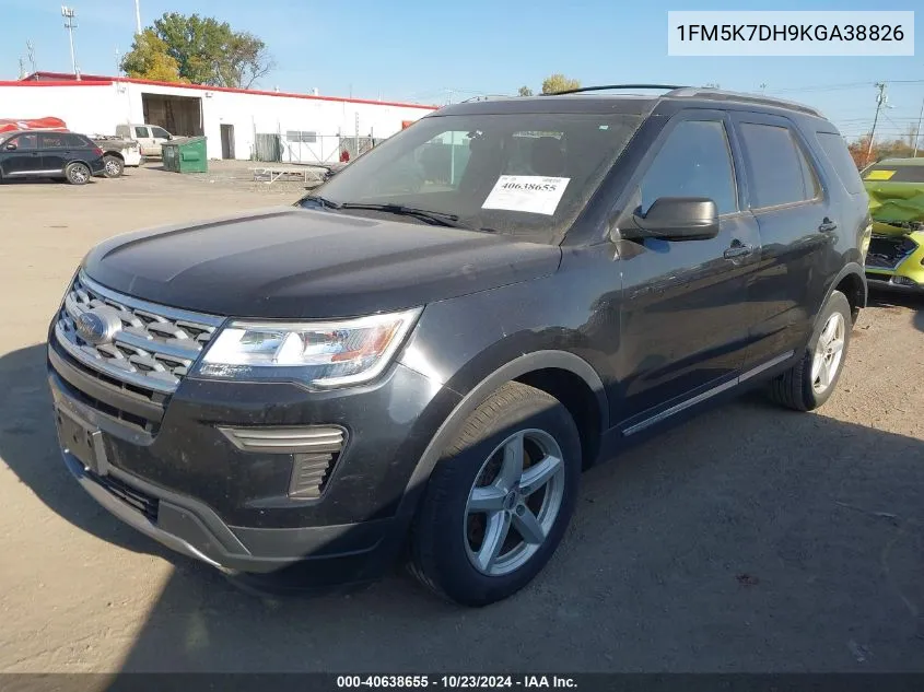 2019 Ford Explorer Xlt VIN: 1FM5K7DH9KGA38826 Lot: 40638655