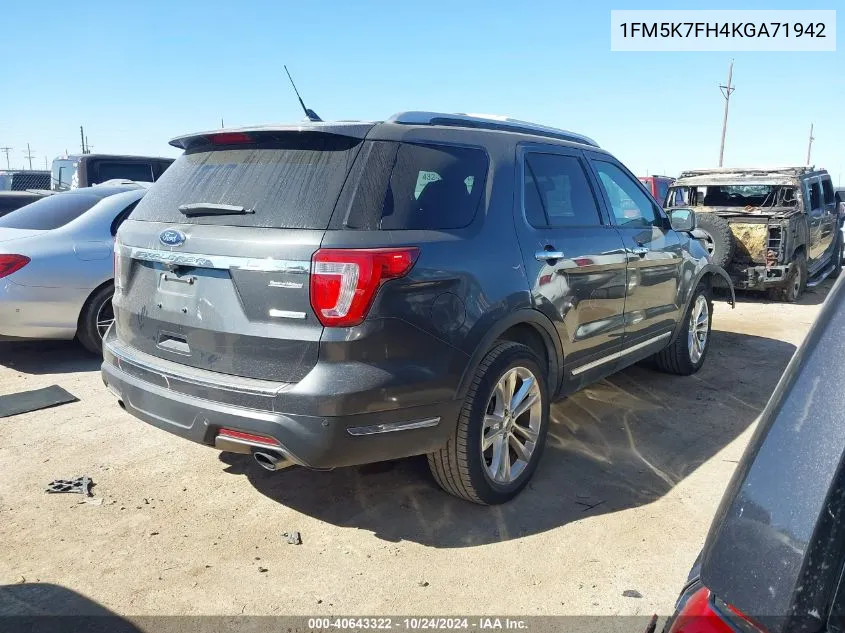 2019 Ford Explorer Limited VIN: 1FM5K7FH4KGA71942 Lot: 40643322