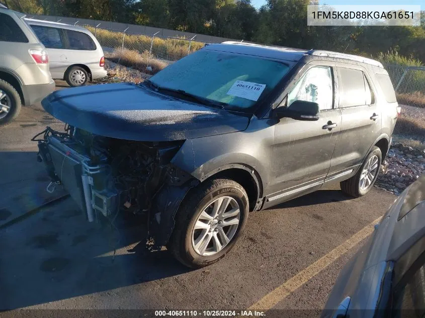 2019 Ford Explorer Xlt VIN: 1FM5K8D88KGA61651 Lot: 40651110