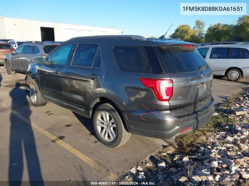 2019 Ford Explorer Xlt VIN: 1FM5K8D88KGA61651 Lot: 40651110