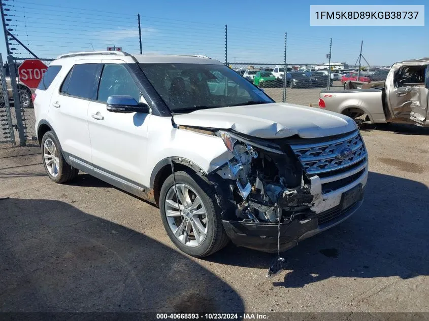 2019 Ford Explorer Xlt VIN: 1FM5K8D89KGB38737 Lot: 40668593