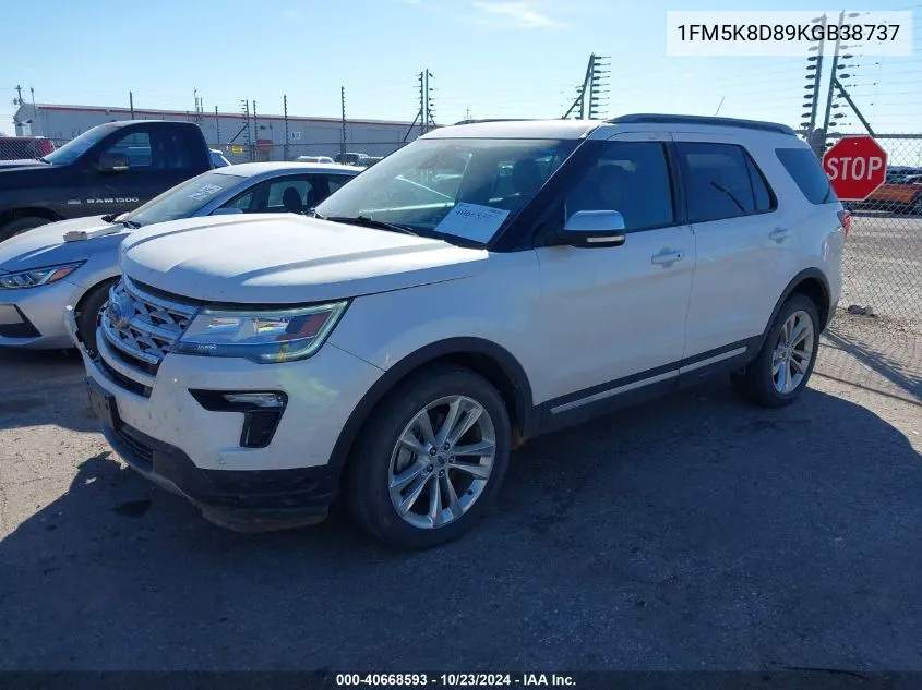 2019 Ford Explorer Xlt VIN: 1FM5K8D89KGB38737 Lot: 40668593