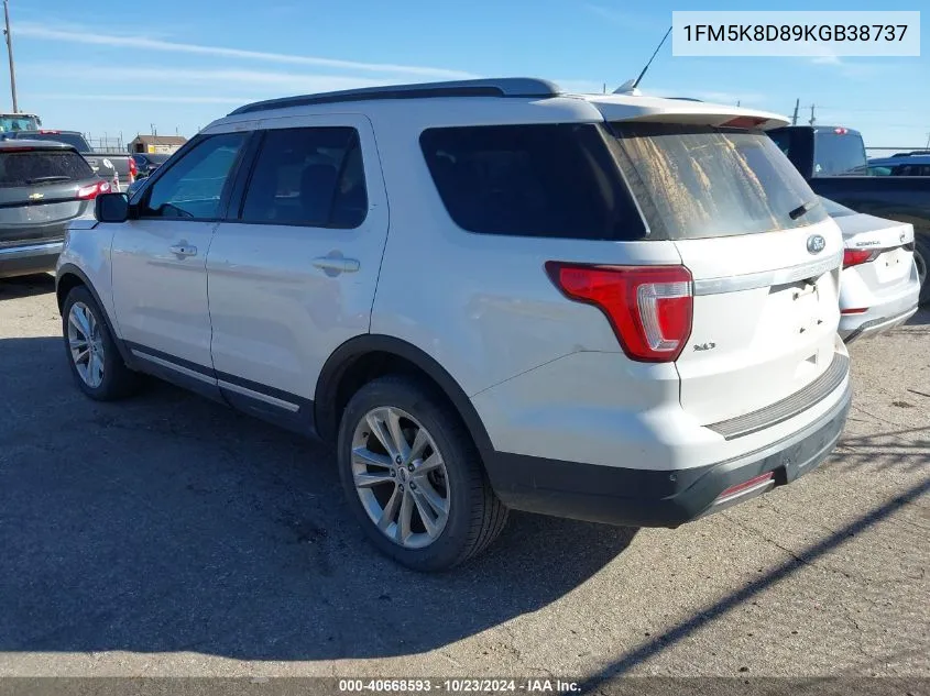 2019 Ford Explorer Xlt VIN: 1FM5K8D89KGB38737 Lot: 40668593