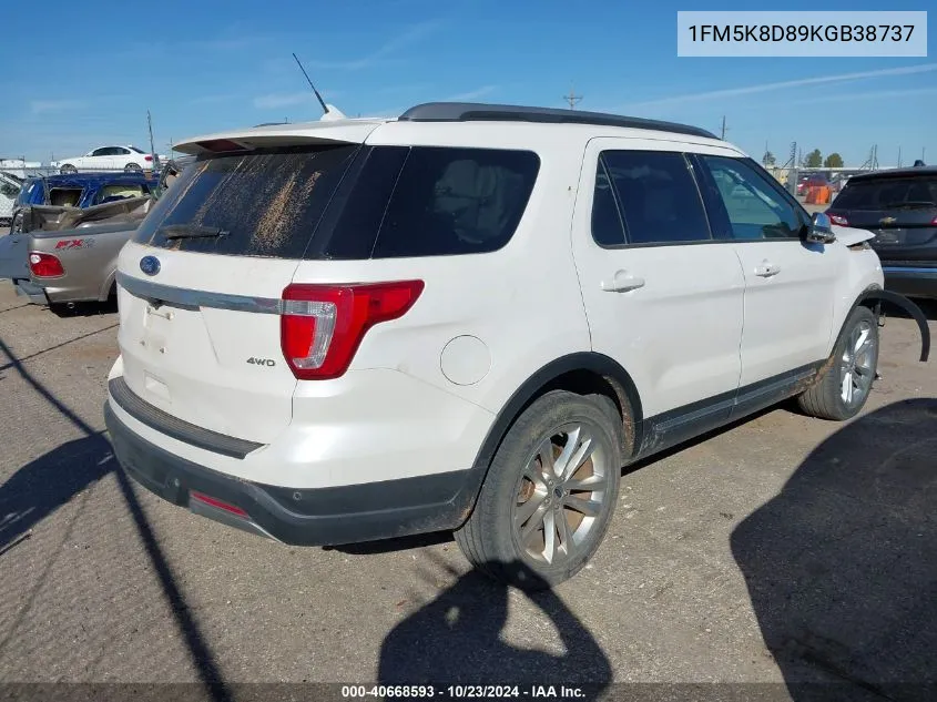 2019 Ford Explorer Xlt VIN: 1FM5K8D89KGB38737 Lot: 40668593