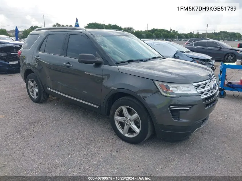 2019 Ford Explorer Xlt VIN: 1FM5K7DH9KGB51739 Lot: 40709575