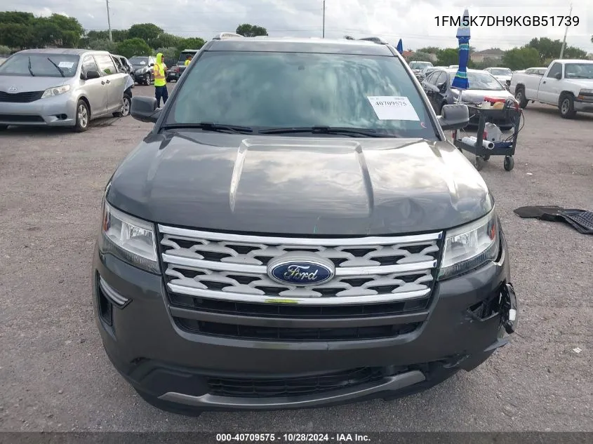 2019 Ford Explorer Xlt VIN: 1FM5K7DH9KGB51739 Lot: 40709575