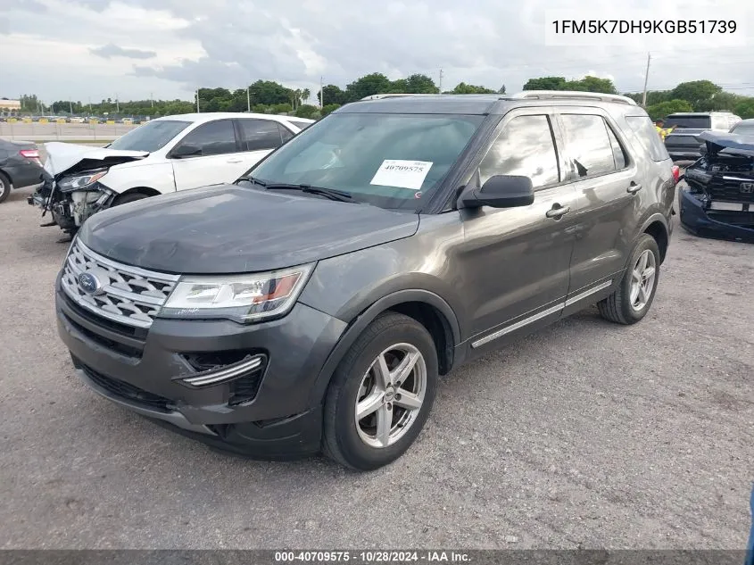 2019 Ford Explorer Xlt VIN: 1FM5K7DH9KGB51739 Lot: 40709575