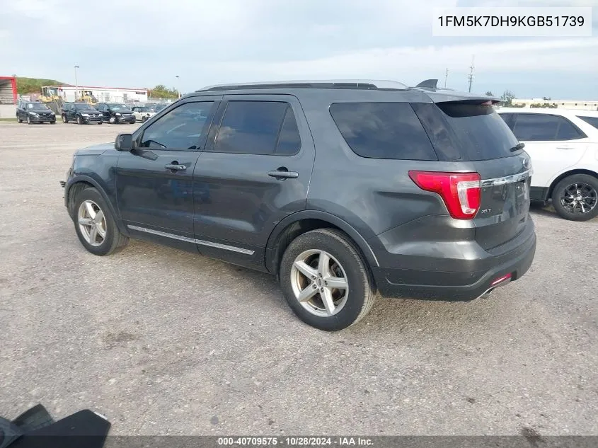 2019 Ford Explorer Xlt VIN: 1FM5K7DH9KGB51739 Lot: 40709575