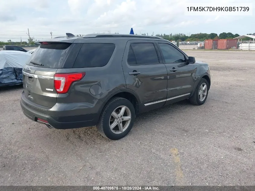 2019 Ford Explorer Xlt VIN: 1FM5K7DH9KGB51739 Lot: 40709575