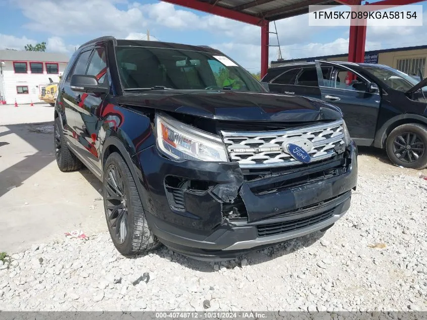 2019 Ford Explorer Xlt VIN: 1FM5K7D89KGA58154 Lot: 40748712