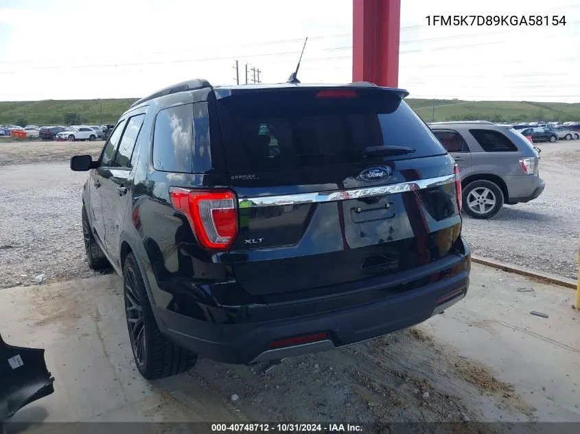 2019 Ford Explorer Xlt VIN: 1FM5K7D89KGA58154 Lot: 40748712