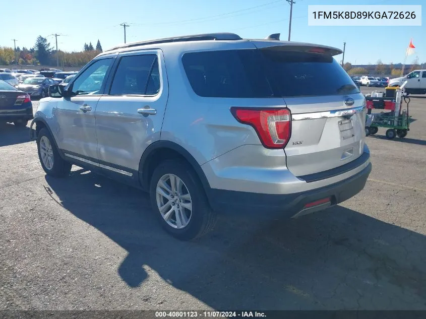 2019 Ford Explorer Xlt VIN: 1FM5K8D89KGA72626 Lot: 40801123