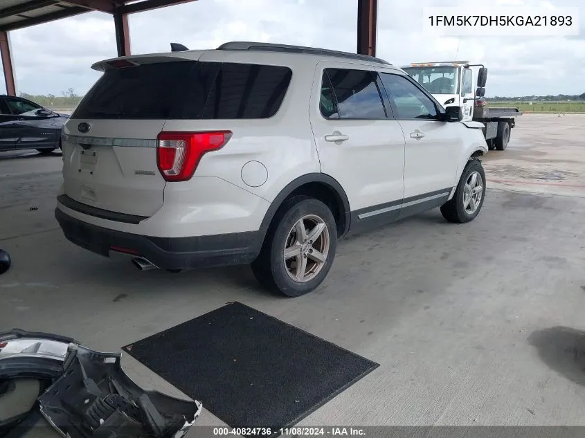 2019 Ford Explorer Xlt VIN: 1FM5K7DH5KGA21893 Lot: 40824736