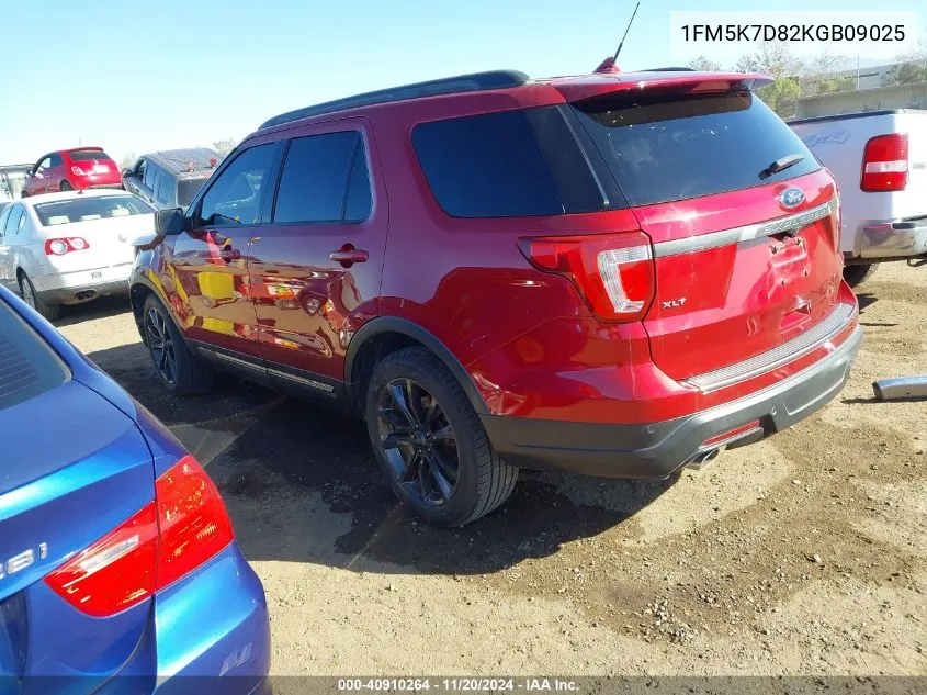 2019 Ford Explorer Xlt VIN: 1FM5K7D82KGB09025 Lot: 40910264