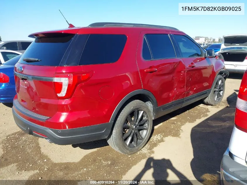 2019 Ford Explorer Xlt VIN: 1FM5K7D82KGB09025 Lot: 40910264