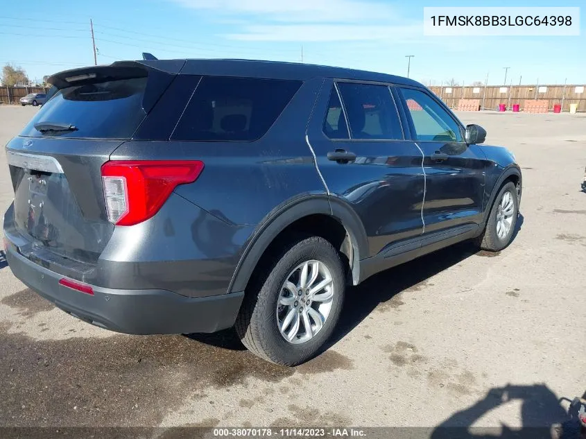 2020 Ford Explorer VIN: 1FMSK8BB3LGC64398 Lot: 38070178