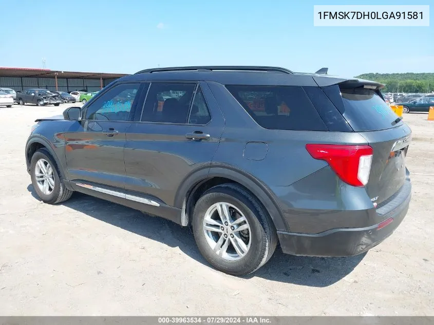 2020 Ford Explorer Xlt VIN: 1FMSK7DH0LGA91581 Lot: 39963534