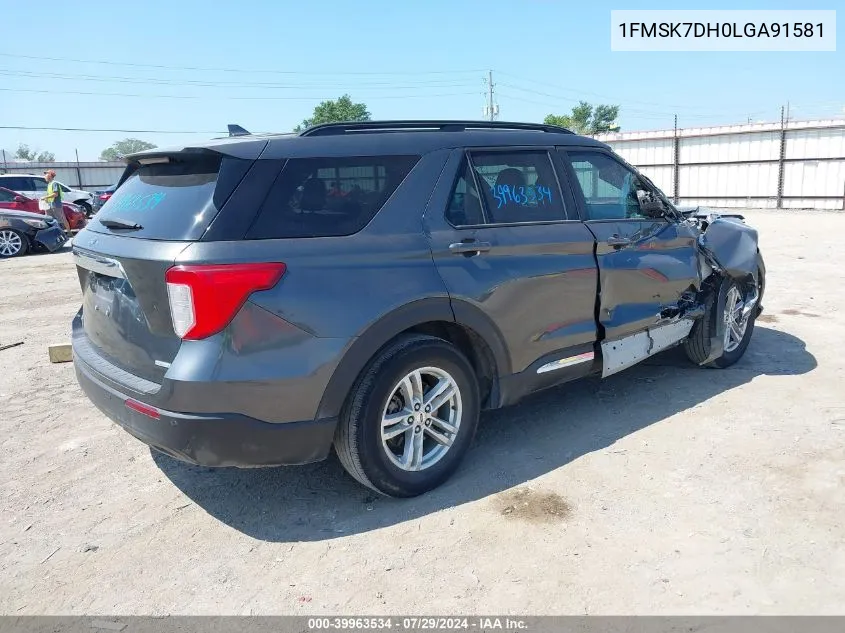 2020 Ford Explorer Xlt VIN: 1FMSK7DH0LGA91581 Lot: 39963534