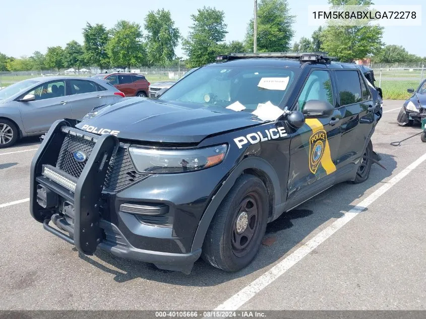 2020 Ford Police Interceptor Utility VIN: 1FM5K8ABXLGA72278 Lot: 40105666