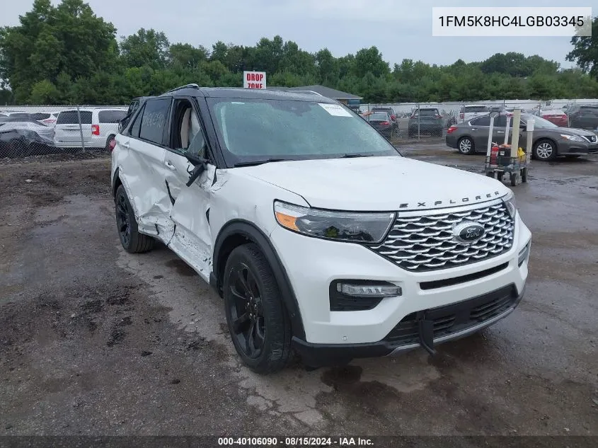 2020 Ford Explorer Platinum VIN: 1FM5K8HC4LGB03345 Lot: 40106090