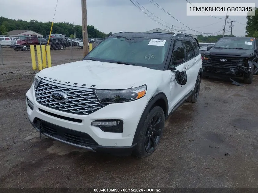 2020 Ford Explorer Platinum VIN: 1FM5K8HC4LGB03345 Lot: 40106090