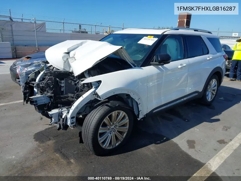 2020 Ford Explorer Limited VIN: 1FMSK7FHXLGB16287 Lot: 40110769