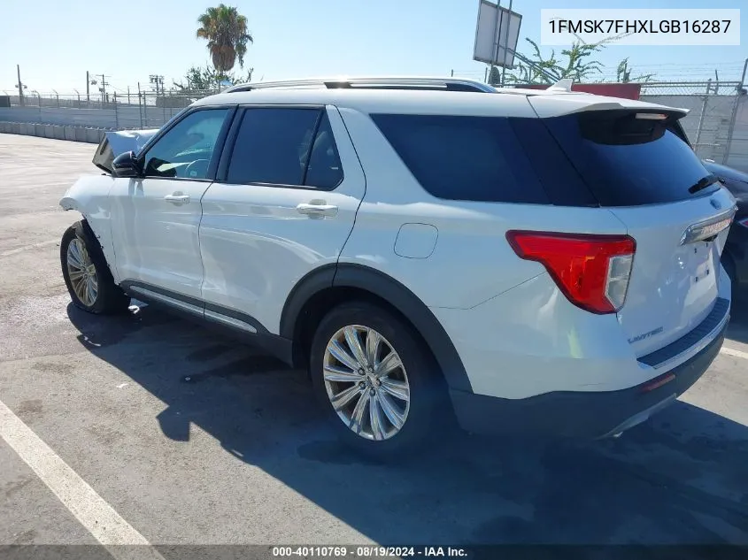 2020 Ford Explorer Limited VIN: 1FMSK7FHXLGB16287 Lot: 40110769