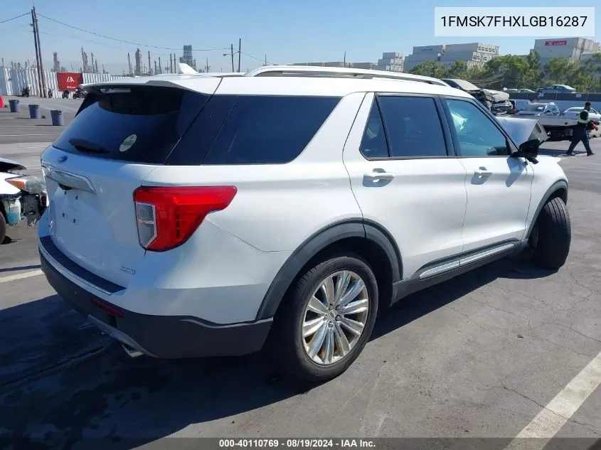 2020 Ford Explorer Limited VIN: 1FMSK7FHXLGB16287 Lot: 40110769