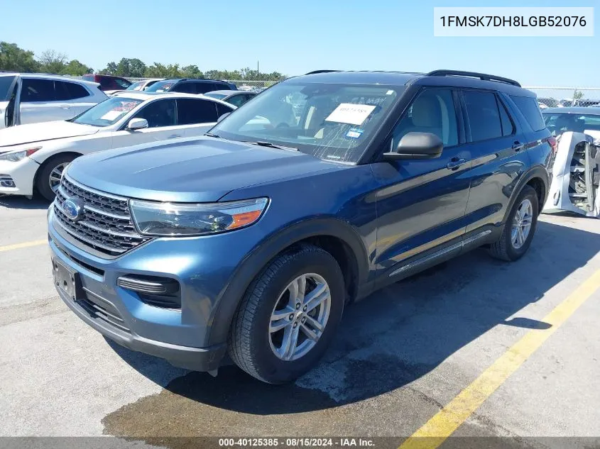 2020 Ford Explorer Xlt VIN: 1FMSK7DH8LGB52076 Lot: 40125385