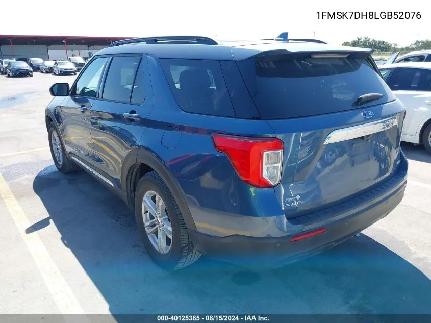 2020 Ford Explorer Xlt VIN: 1FMSK7DH8LGB52076 Lot: 40125385