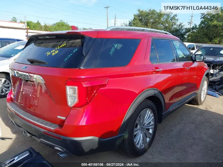 2020 Ford Explorer Limited VIN: 1FMSK7FH1LGA44346 Lot: 40188106