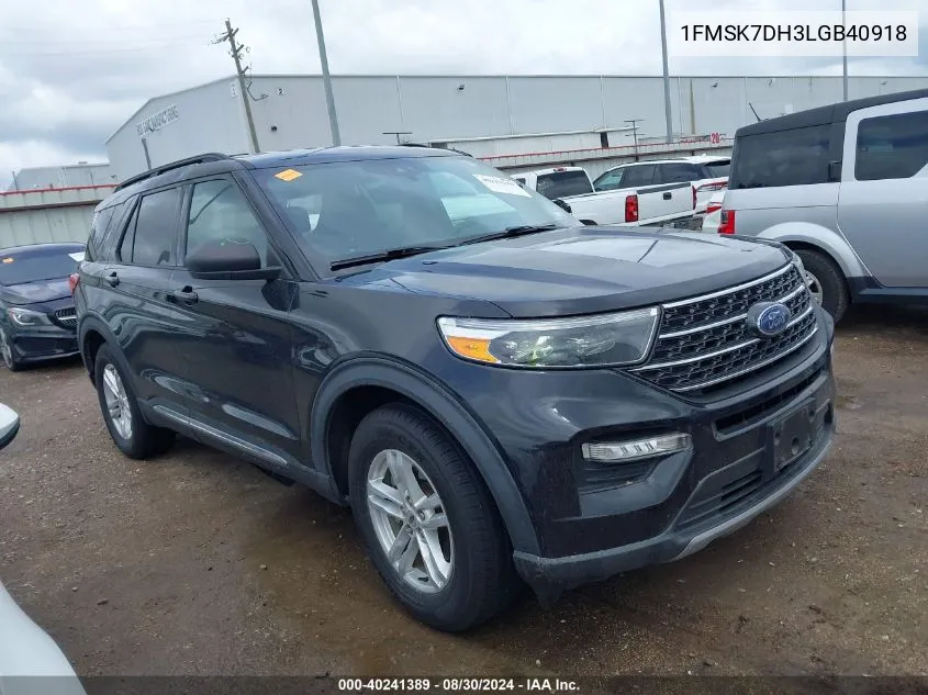 2020 Ford Explorer Xlt VIN: 1FMSK7DH3LGB40918 Lot: 40241389