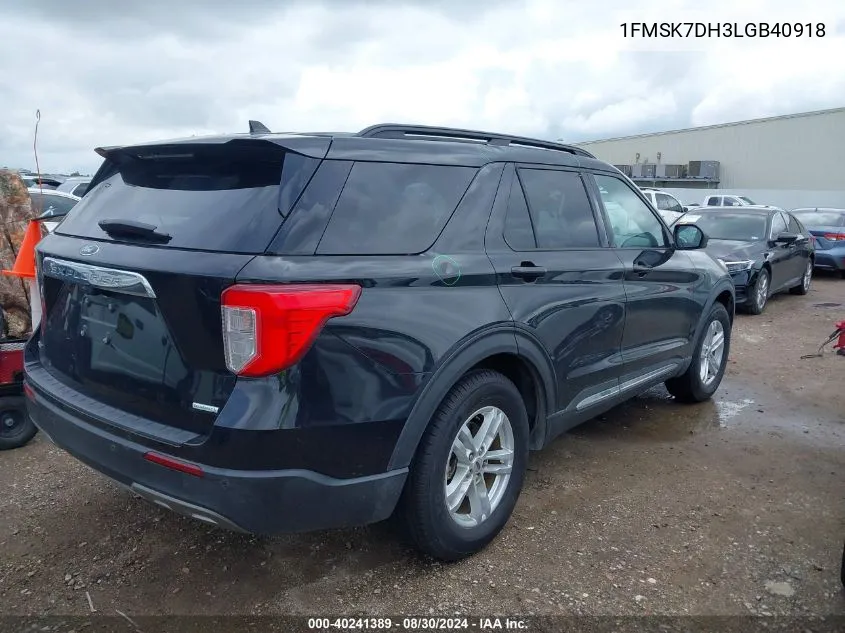 2020 Ford Explorer Xlt VIN: 1FMSK7DH3LGB40918 Lot: 40241389